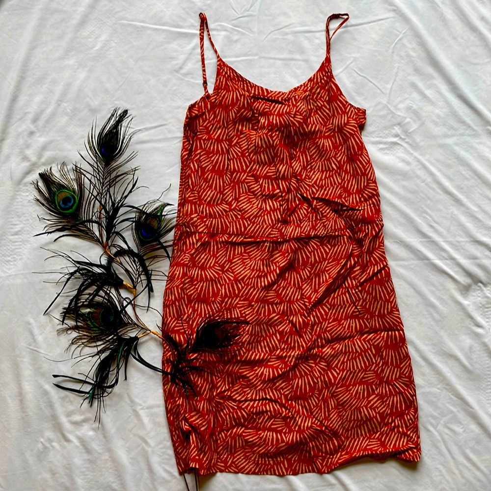 Broadway and Boone Safari Orange Dress with Spaghetti Straps and POCKETS